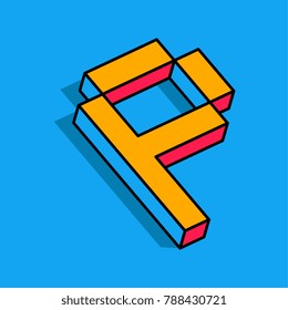 Isometric P letter, P vector 3D logo.