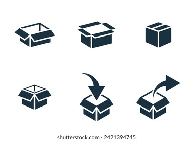 Isometric package with arrow icons set on white background. online delivery service business. Parcel container, packaging boxes, web design for applications.