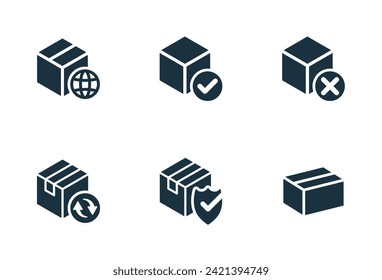 Isometric package with arrow icons set on white background. online delivery service business. Parcel container, packaging boxes, web design for applications.