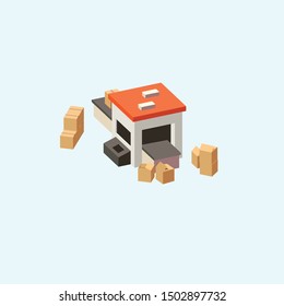 Isometric Packing Machine for industrial background