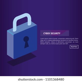 isometric padlock cyber security