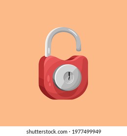 Isometric Padlock with Flat Design Style Vector Illustration