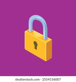 Isometric padlock lock security icon 3D vector art simple design editable