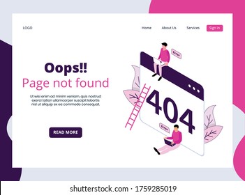Isometric Page not found landing page