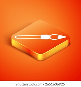 Isometric Paint brush icon isolated on orange background. Vector