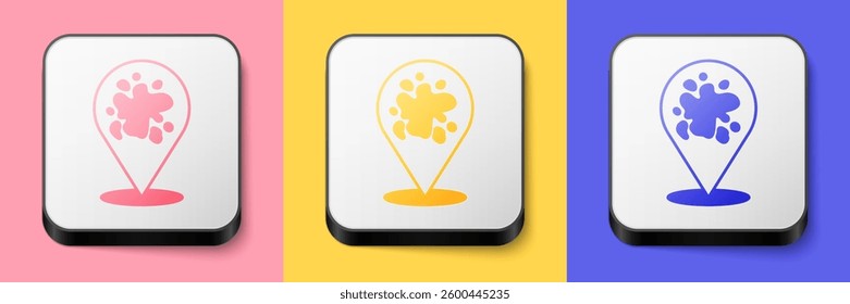 Isometric Paint spray icon isolated on pink, yellow and blue background. Square button. Vector