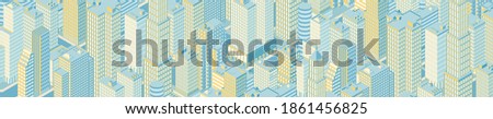 Isometric panoramic city skyline. Vector illustration in flat design.