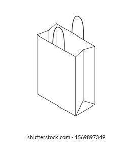 
Isometric paper bag isolated on white background. Vector illustration