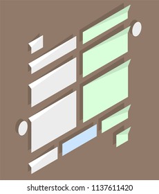 Isometric Paper Chat message bubbles flat vector