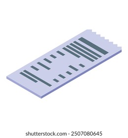 Icono de cheque de papel isométrico que representa la prueba de pago de bienes y servicios