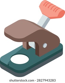 Isometric Paper Hole Puncher Icon for Office and School Stationery