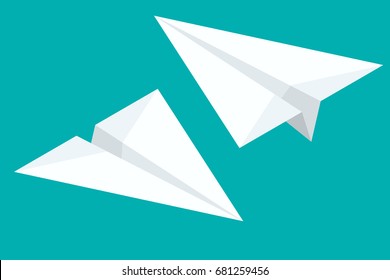 Isometric paper planes icon set in simple flat style Vector illustration