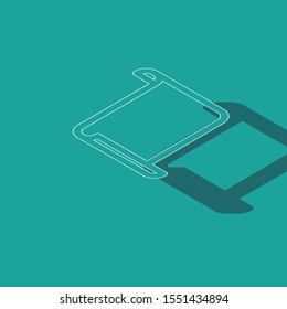 Isometric Paper scroll icon isolated on green background. Canvas scroll sign.  Vector Illustration