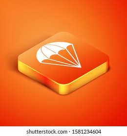 Isometric Parachute icon isolated on orange background.  Vector Illustration