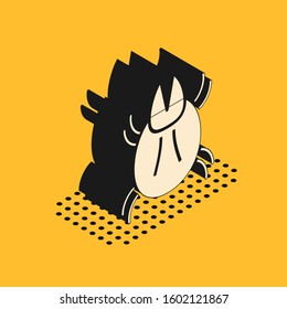 Isometric Parasite mite icon isolated on yellow background.  Vector Illustration