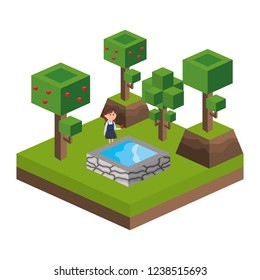 isometric park activity cartoon