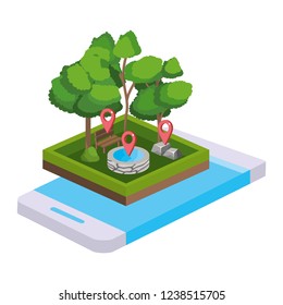 isometric park activity cartoon
