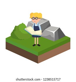 isometric park activity cartoon