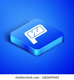 Isometric Parking icon isolated on blue background. Street road sign. Blue square button. Vector Illustration