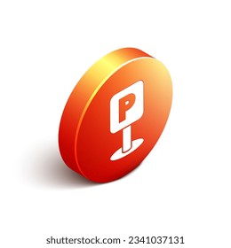 Isometric Parking icon isolated on white background. Street road sign. Orange circle button. Vector Illustration