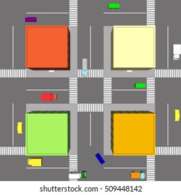 Isometric part of city top view. Urban cityscape vector illustration.