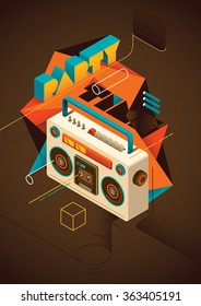 Isometric Party Background. Vector Illustration.