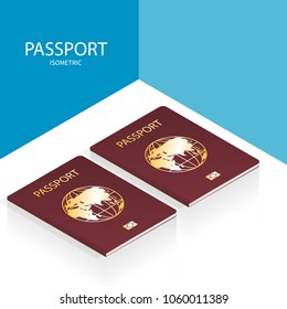 isometric passport world vector