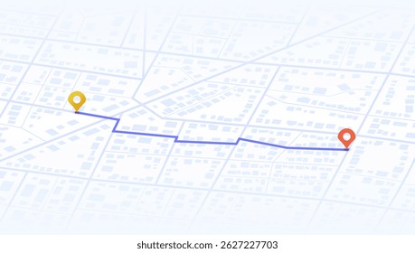 Isometric path from a point to the intended goal, destinations, signs. roads throughout map. Navigation mapping technology. Location tracks dashboard. Vector illustration