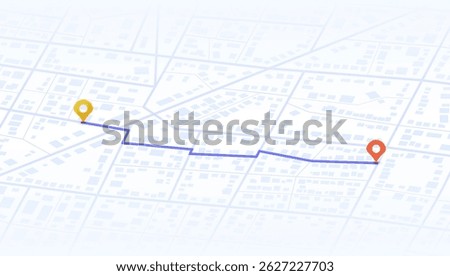 Isometric path from a point to the intended goal, destinations, signs. roads throughout map. Navigation mapping technology. Location tracks dashboard. Vector illustration