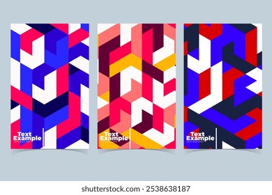 Isometric pattern cover collection vector design in eps 10