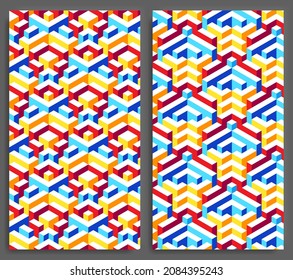 Isometric pattern cover. Modern design. Cool colorful background. Applies to Banners, Plaques, Posters, Flyers. eps10 vector template.