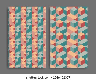 Isometric pattern covers. Modern design. Cool colorful backgrounds. Applicable for Banners, Placards, Posters, Flyers, wall decoration. smooth pastel color seamless  pattern.