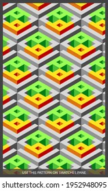 Isometric pattern covers. Modern design. Cool colorful backgrounds. Applicable for Banners, Placards, Posters, Flyers. blue seamless pattern. Eps10 vector template.