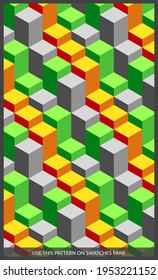Isometric pattern covers. Modern design. Cool colorful backgrounds. Applicable for Banners, Placards, Posters, Flyers. blue seamless pattern. Eps10 vector template.