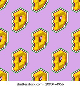 Patrón isométrico de la letra D - signo en un fondo lila. Para la decoración y diseño de páginas web e impresión. Ilustración vectorial.