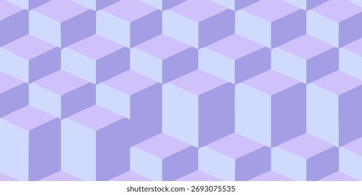 Padrão Isométrico com Pastel Purple Cubos Fundo Abstrato Sem Costura