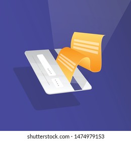 Isometric payment credit card, commercial vector pay, credit card slip, e-commerce business