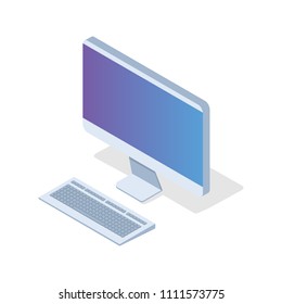 Isometric PC,  Desktop icon. Vector illustration in flat style.