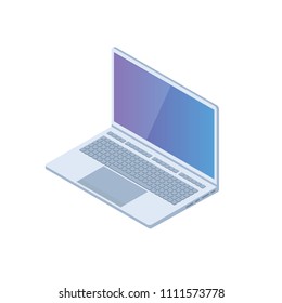 Isometric PC,  laptop, notebook icon. Vector illustration in flat style.