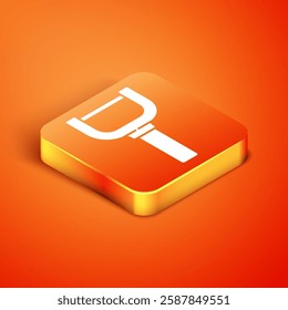 Isometric Peeler icon isolated on orange background. Knife for cleaning of vegetables. Kitchen item, appliance.  Vector