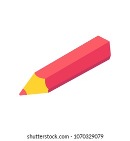 Isometric pen icon. 3d school supplies with student's pencil. Vector Back to school background with stationery. Office accessories.