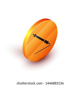 Isometric Pen line icon isolated on white background. Orange circle button. Vector Illustration