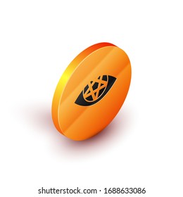Isometric Pentagram icon isolated on white background. Magic occult star symbol. Orange circle button. Vector Illustration