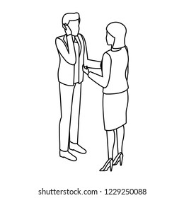 Isometric people avatar black and white