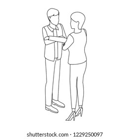 Isometric people avatar black and white