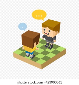 isometric people cartoon