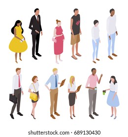 isometric people character vector illustration flat design