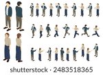 Isometric people illustration: office casual men and women set
