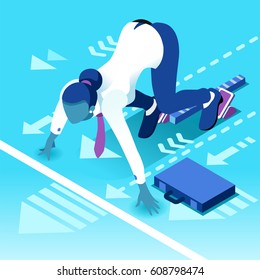 Isometric people isolated running black businesswoman meeting staff infographic background. 3D woman isometric female people icon set. Creative design vector illustration business training collection
