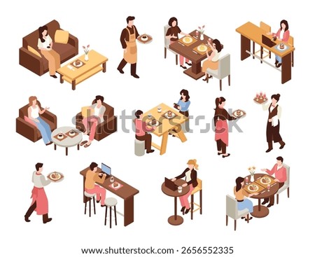 Isometric People at restaurant Collection
